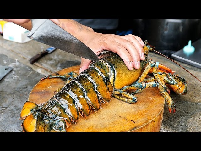 Thai Street Food - GIANT LOBSTER Gravy Noodles Bangkok Seafood Thailand