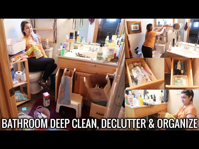 MESSY TO MINIMAL EXTREME BATHROOM DEEP CLEAN, DECLUTTER & ORGANIZE🧽Mega Motivation! The Cabin pt2 🏠