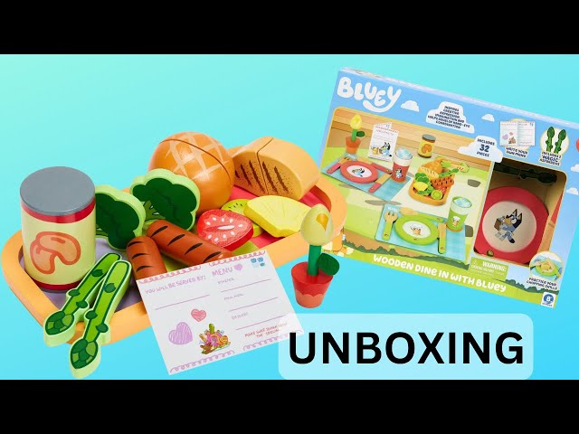 New! Bluey Dine In Fancy Restaurant Wooden Play Set Review  #Bluey #BlueyToys #PretendPlay #Unboxing
