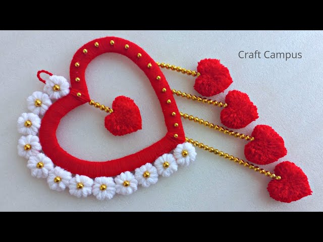 Heart Shaped Wall Hanging | DIY Easy Woolen Wall Hanging Craft Ideas | Heart Shaped Wall Decor