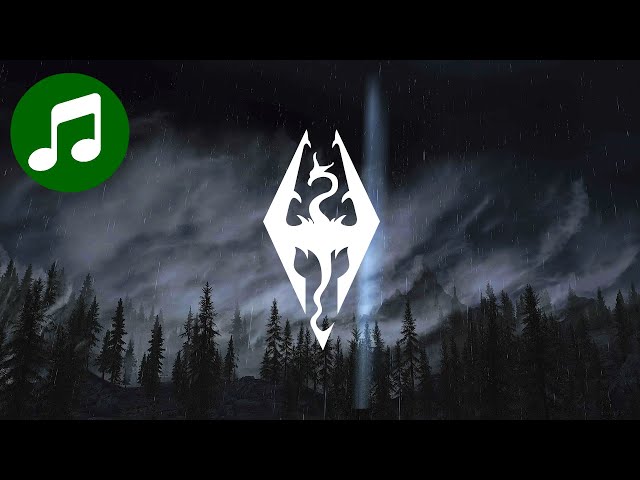 Ambient SKYRIM Music Mix & Rain | Thunder 🎵  ONE HOUR Chill Mix ( Elder Scrolls | OST | Soundtrack )