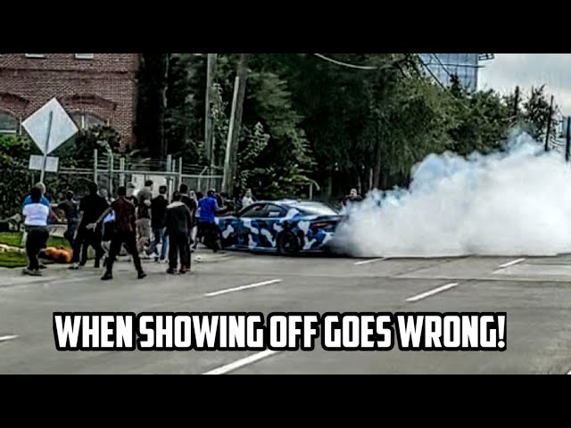 Dodge Charger CRASHES Into Crowd While Leaving A Car Meet!