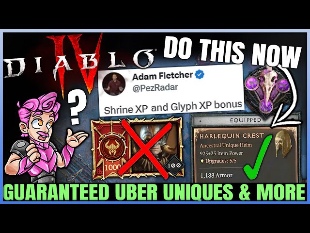 Diablo 4 - CONFIRMED: Craft ANY Uber Unique NOW, New BIG Patch, Double XP, Release Date Leak & More!