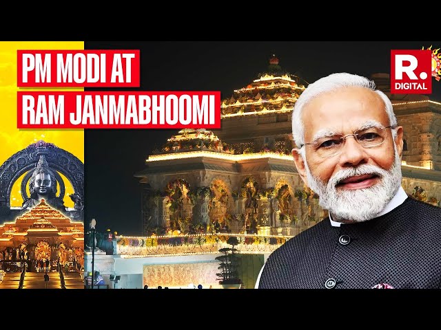 PM Modi arrives at the Ram Mandir in Ayodhya for the much awaited Pran Pratishtha ceremony