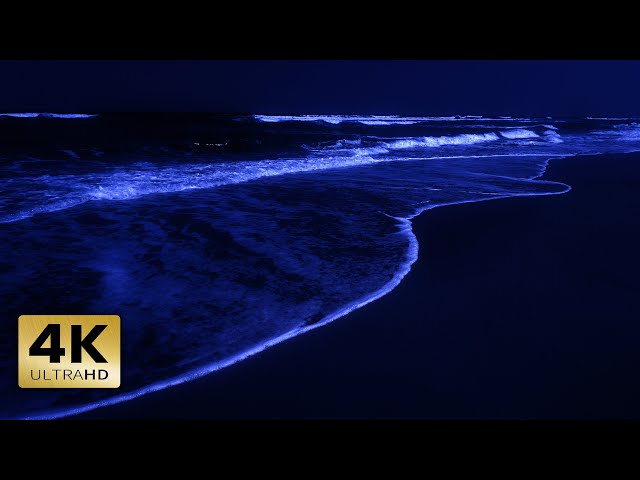 Ocean Night Waves For Deep Sleep 4K | All You Need To Fall Asleep Instantly | Dark Screen