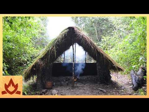 Primitive Technology: Grass thatch, Mud hut