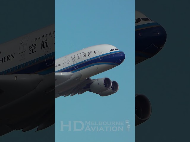 CLOSE UP China Southern Airlines Airbus A380 Takeoff at Melbourne Airport