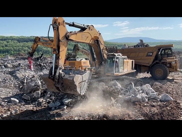 Liebherr 974 Excavator Loading Caterpillar Dumpers - Sotiriadis/Labrianidis Demolition Works
