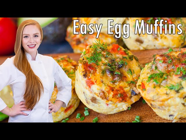 EASY Breakfast Egg Muffins Recipe! With Sausage, Pepper & Mushrooms! Make-Ahead Recipe!