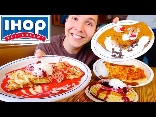 Bacon, Hash Browns, Crepes, & Cheesecake Pancakes • Ihop • MUKBANG