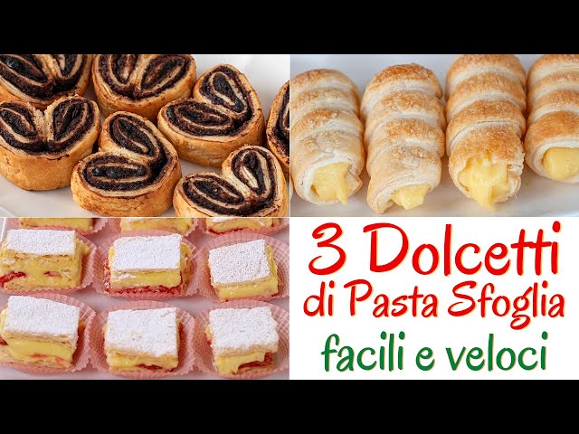 PUFF PASTRY SWEETS 3 Easy Ideas - Fans with Cocoa, Cannoli with Cream, Diplomatici Mignon