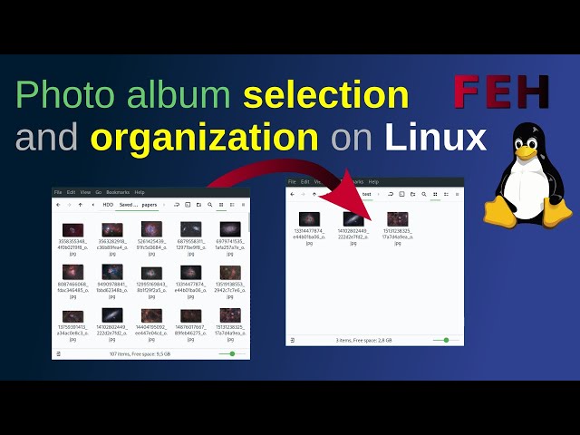Selecting photos and organizing an album on Linux using the feh tool