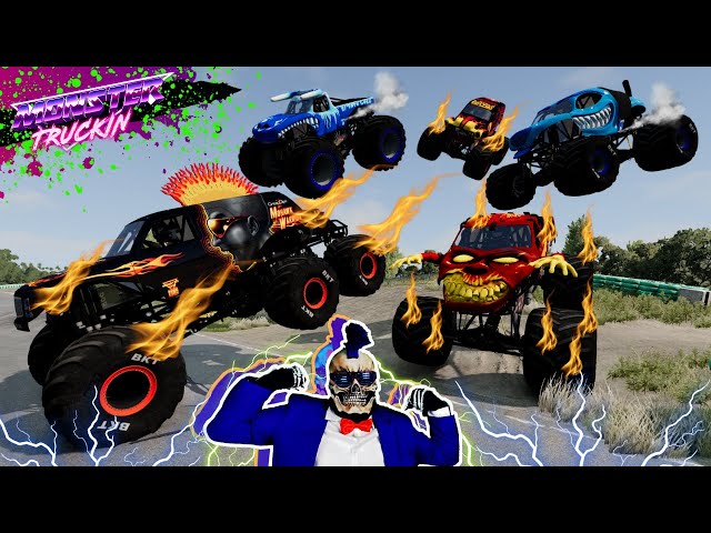 Monster Jam INSANE Racing, Freestyle and Crashes #11 | BeamNG Drive | Steel Titans