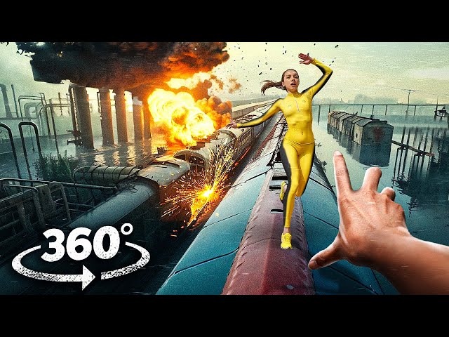 360° FACTORY FLOOD 2 - Escape Flood, Tsunami Wave and Train Crash VR 360 Video 4k ultra hd