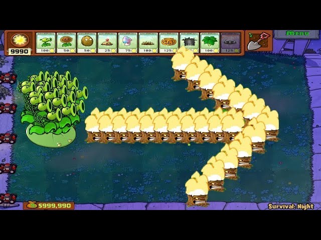 Plants vs Zombies Minigames Zombotany 2 - 1 Threepeater vs Gargantuar Zomboss