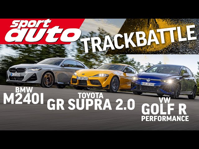 BMW M240i vs. Toyota GR Supra 2.0 vs. VW Golf R Performance | Trackbattle | sport auto