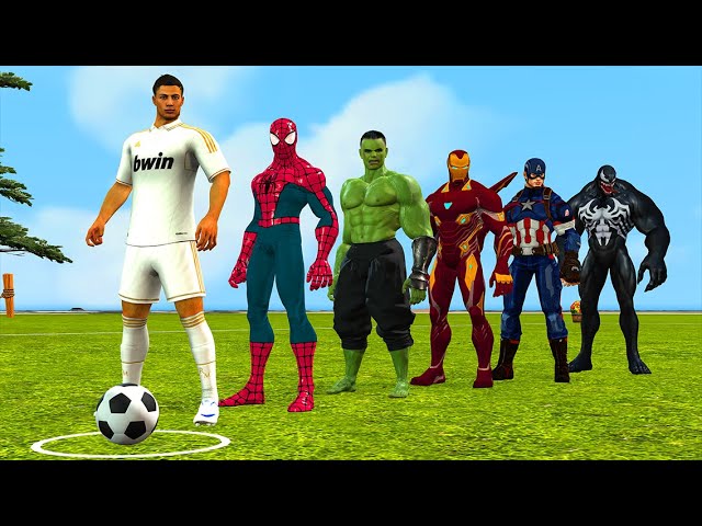 Siêu nhân người nhện vs Spider Man roblox vs Hulk vs Joker vs Iron Man ,Challenge your soccer skills