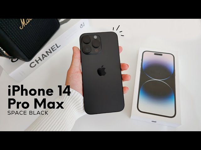 iPhone 14 Pro Max Space Black aesthetic unboxing 🧸  asmr +  cute phone cases ✨️