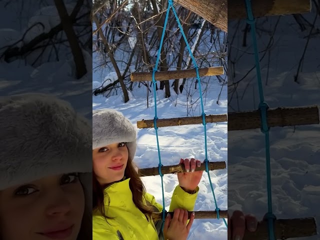 Queen of the snow!❄️Master winter camping hacks 🪓 #diy