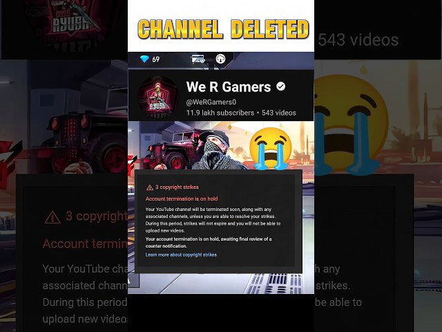 1 Millions Subscribers Channel DELETED 😭 We R Gamers #shorts #freefireshorts