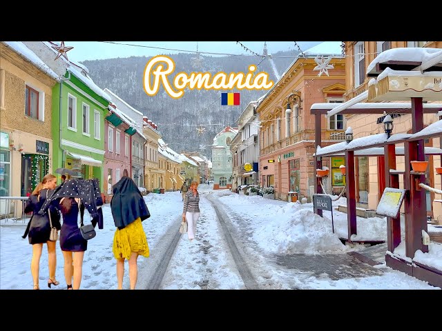 Romania 🇷🇴 | The Land of Dracula | 4K UHD Snow ⛄️ Walking Tour