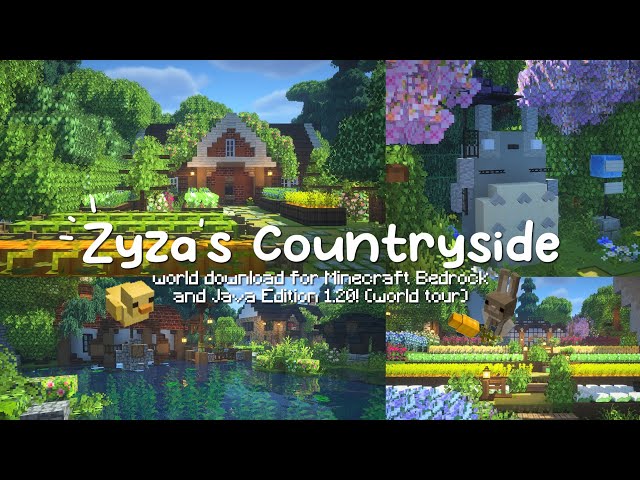 MAP DOWNLOAD | Zyza's Countryside 🌿 Minecraft Bedrock & Java Edition 1.20 tour of my world 🤍🌻