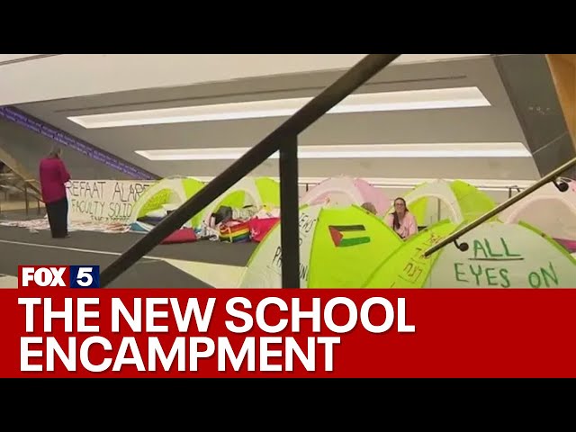 The New School faculty set up pro-Palestinian encampment