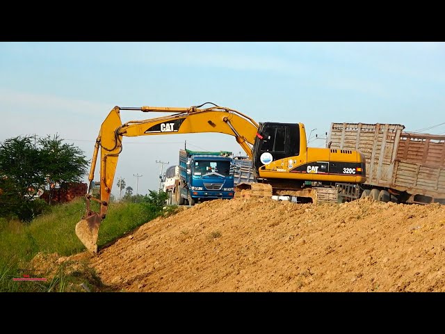 Best Caterpillar Excavator Construction Operator Making Road Trimming Soil Slope