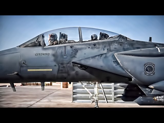 F-15E Strike Eagle Pilots Prep Step And Take-Off