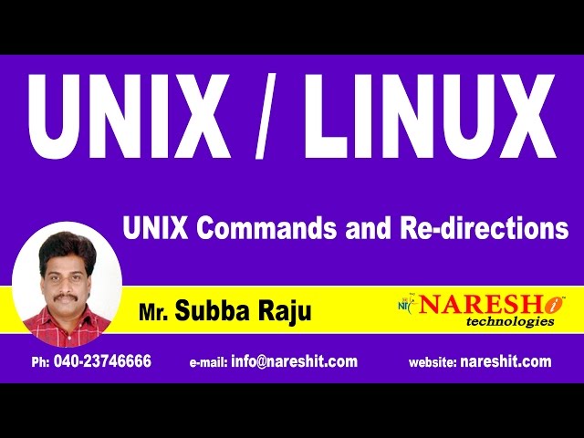 UNIX Commands and Re-directions | UNIX Tutorial | Mr. Subba Raju