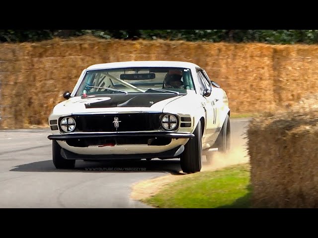1970 Ford Mustang Boss 302 Trans-Am in action at Festival of Speed w/ LOUD V8 Sounds!