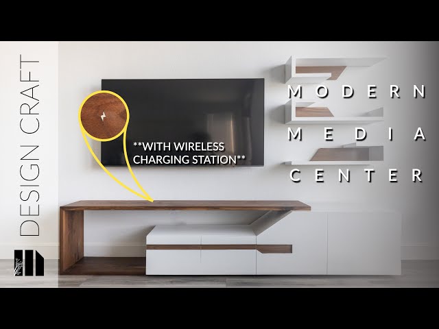 Modern Media Center with Hidden Wireless Charging // Woodworking //