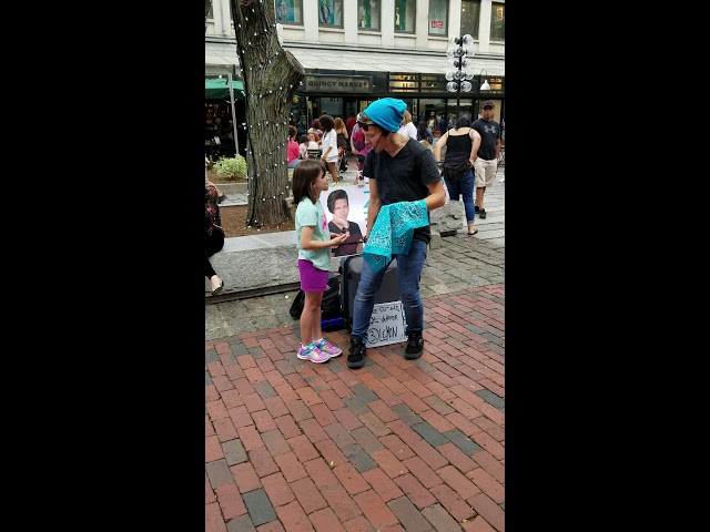 Sofies first street performance in Boston 2018