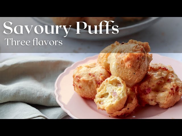 Savoury choux pastry puffs 3 flavors