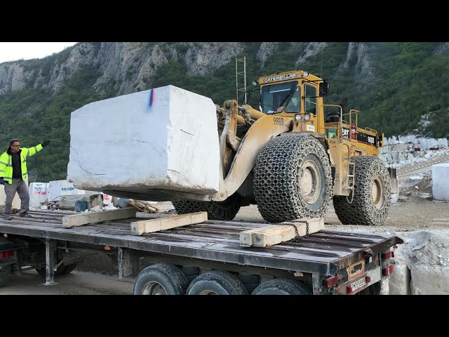 Caterpillar 988B Wheel Loader Loading Marble Blocks On Lorries - Birros Marble Quarries