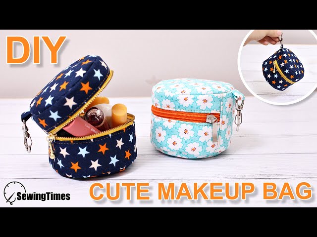 DIY CUTE MAKEUP BAG | Sewing Gift Ideas | round zipper pouch sewing tutorial [sewingtimes]