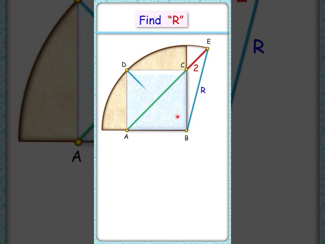 120) Square in quadrant. Find radius  #maths #geometry #matholympiad