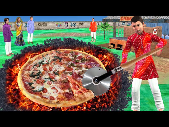Giant Pizza Cooking On Coal Desi Style Pizza Street Food Hindi Kahani Moral Stories New Comedy Video