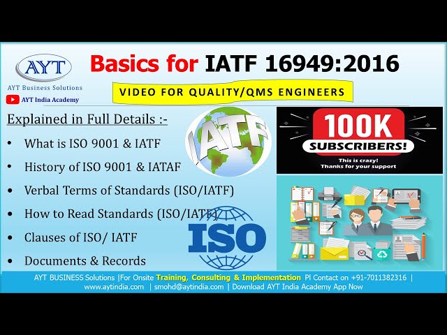 What is IATF 16949 : 2016 || Basics for IATF 16949:2016 ||  IATF 16949 : 2016 AQMS Clauses @aytindia