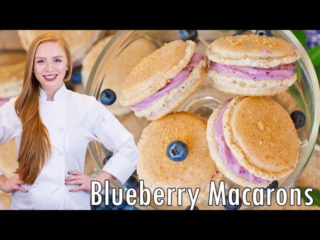 Blueberry Cheesecake French Macarons Recipe! With Blueberry Cream Cheese Filling!!