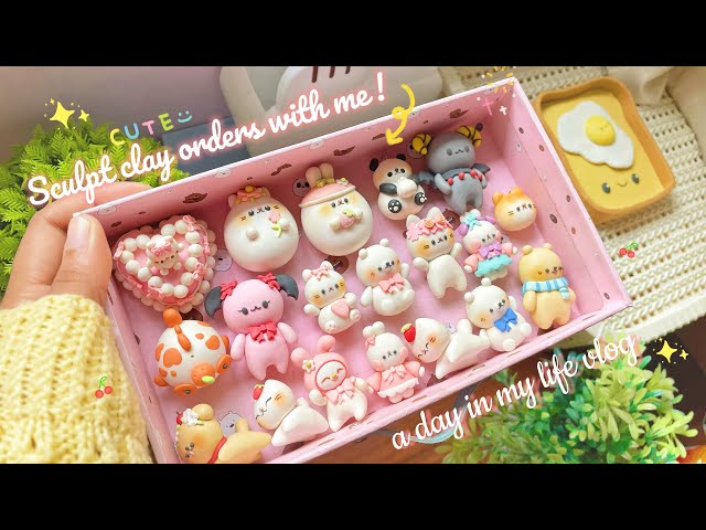 [ ◉¯] ✧˖ Making cute air dry clay charm orders + (gratitude chats) 🩷 CLAY artist vlog .