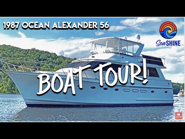 BOAT TOUR:  Our new (to us) 56 foot Ocean Alexander on our very first day aboard.