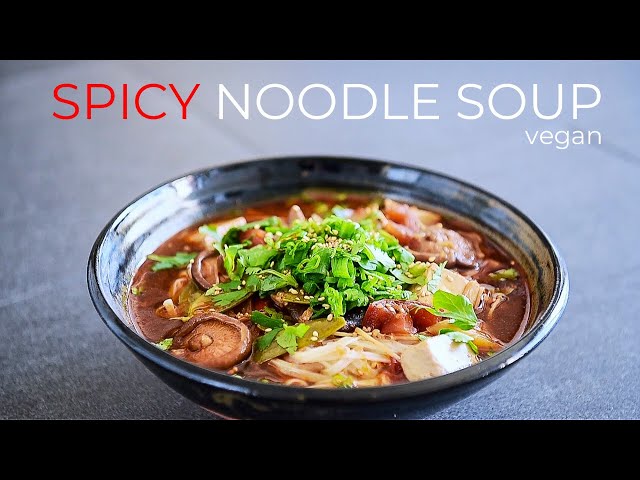 Vegan Spicy Noodle Soup Recipe | EASY Dinner Meal Idea!