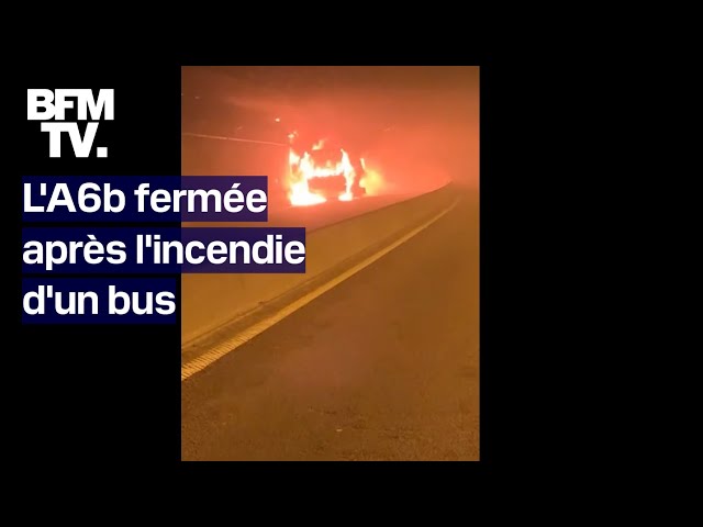 Autoroute A6b: les images du bus en flammes dans le tunnel de Bicêtre