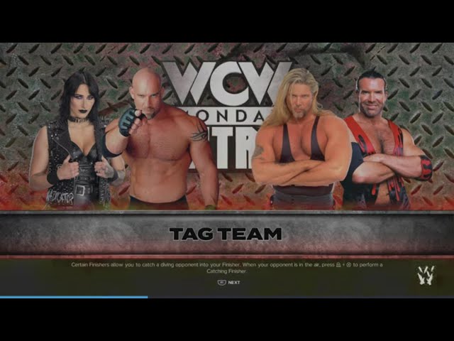 WWE 2K24 Goldberg, Rhea Ripley VS Kevin Nash, Scott Hall Elm. Tag Match