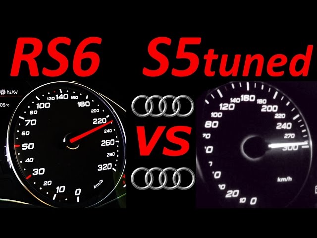 Tuned AUDI S5 vs Stock Audi RS6 - 0-200 Acceleration Sound Onboard German Autobahn compare