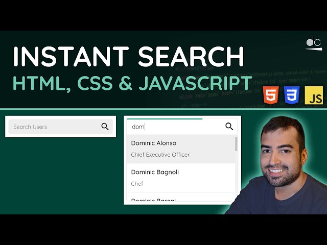 Instant Search Bar in JavaScript - HTML, CSS & JavaScript Tutorial (Project)