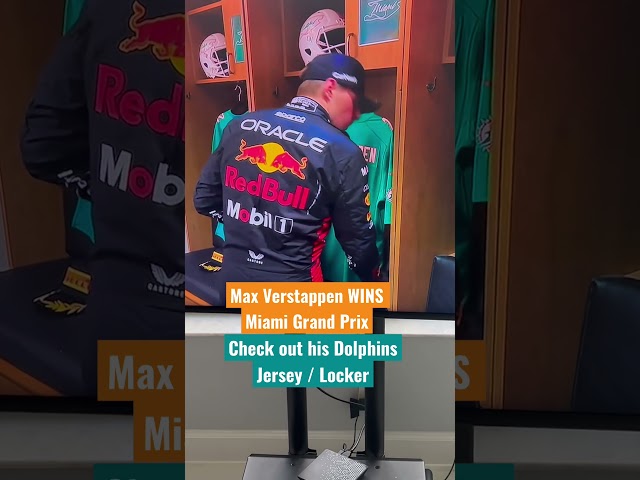 Max Verstappen WINS Miami Grand Prix! Dolphins Jersey / Lockers for Max, Checo, and Fernando Alonso