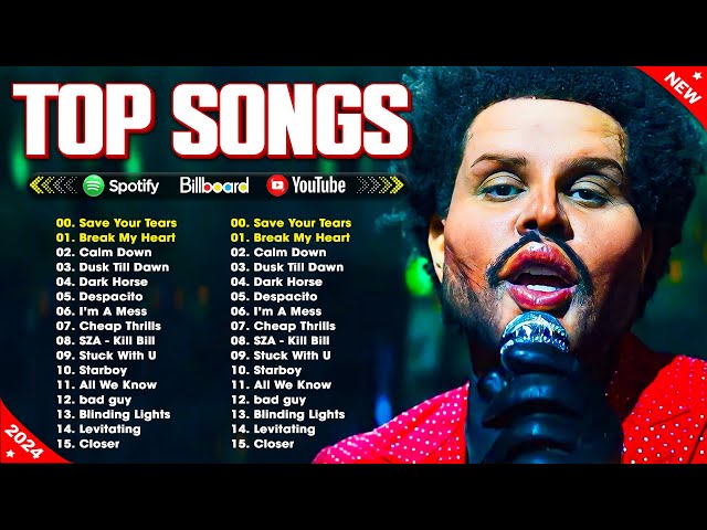 The Weeknd, Adele, Dua Lipa, Justin Bieber, Ed Sheeran, Maroon 5, Rihanna - Top Songs 2024