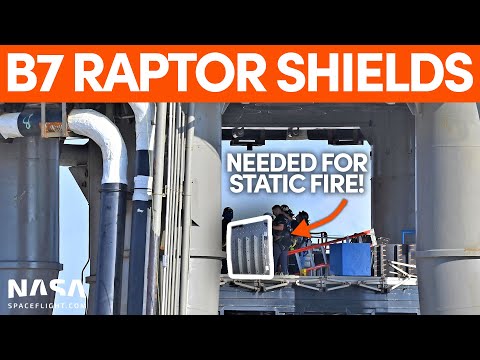 Raptor Shielding Installed on Booster 7 for Static Fire | SpaceX Boca Chica